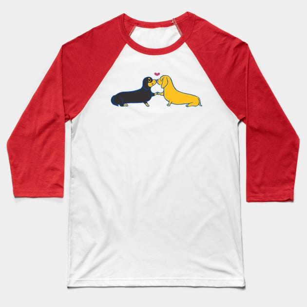 Dachshund Kisses Baseball T-Shirt by huebucket